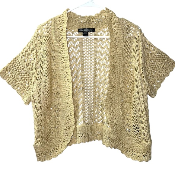 United States Sweaters Crochet Open‎ Knit Cardigan Coverup XL Cream Beige - Picture 3 of 9